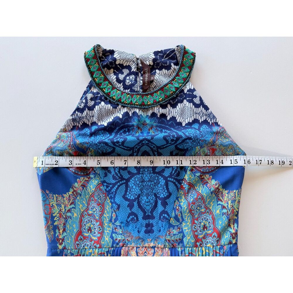NWOT Anthropologie Ranna Gill Boteh Beaded Halter Maxi Dress Blue Sz 6 M Medium - Picture 12 of 13